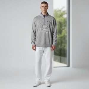 LSU Tigers Pullover Mens XXL Colosseum Athletics 1/4 Zip Heather Gray NCAA Sport